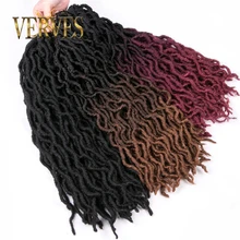 VERVES плетение Омбре Faux Locs Curly 20 дюймов 24 корня/упаковка Мягкие крючком косички Dread Locs наращивание волос твист черный