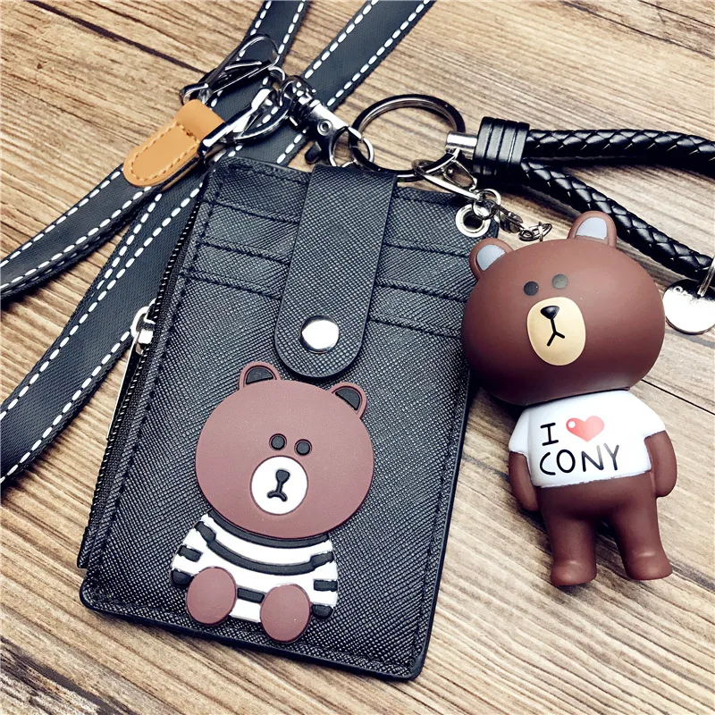 

HNXZXB 2018 New Hot Cartoon Animal PU Transparent Pickup Wallet ID Cardholder Bank Card Public Transport Cardholder