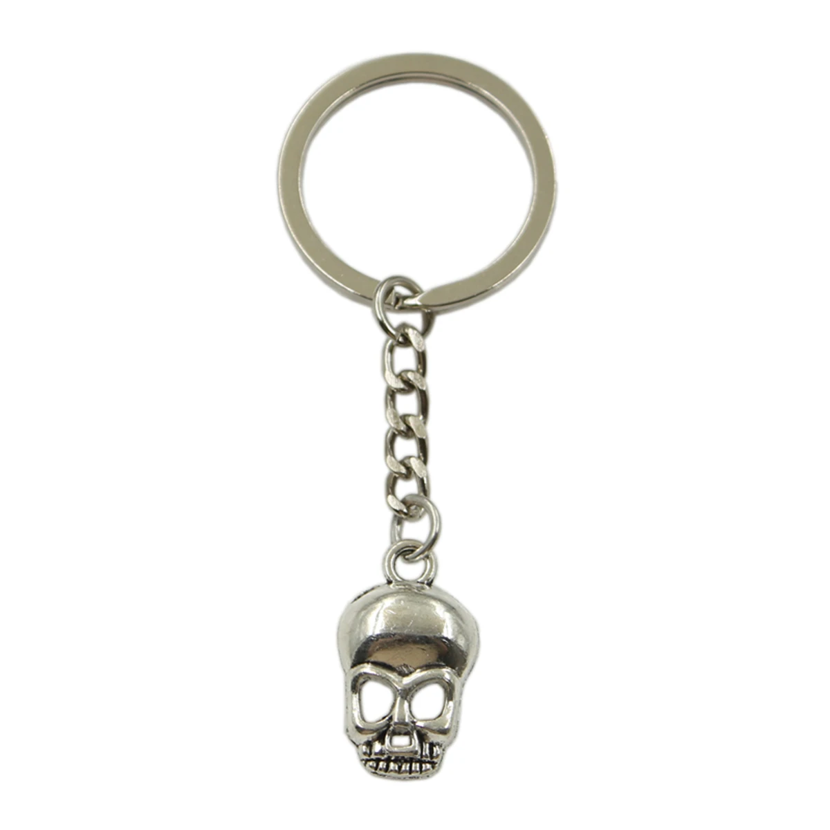 

new fashion men high quality car keychain DIY metal holder chain silver skull skeleton pendant for Gift