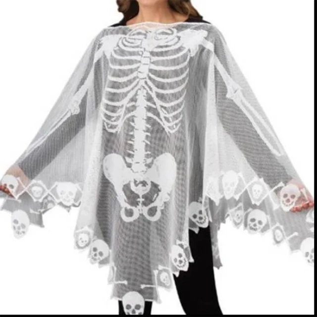 Price Halloween Decoration Women Fashion Lace Cloak Skulls Print Slash Neck Clothes Cosplay Party Supplies Cloaks White Price Halloween Decoration Women Fashion Lace Cloak Skulls Print Slash Neck Clothes Cosplay Party Supplies Cloaks White
