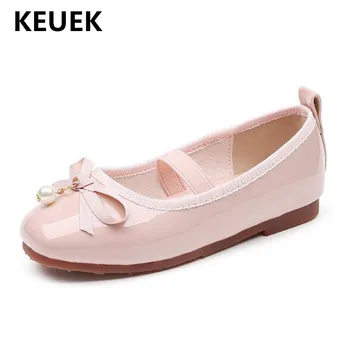 

New Spring/Autumn Girls Single Shoes Princess Fashion Bow Pearl Patent Leather Dance Shoes Children Toddler Baby Loafers 019