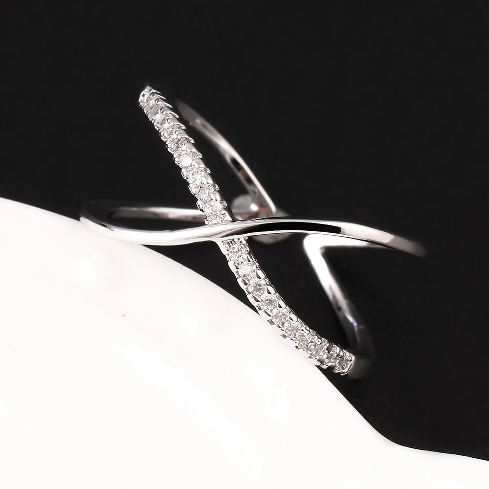 Vintage X Cross Ring Jewelry Fashion Zircon Anel Bijoux Bague for Wedding Band Rings For Women female Accessory anillo CS12