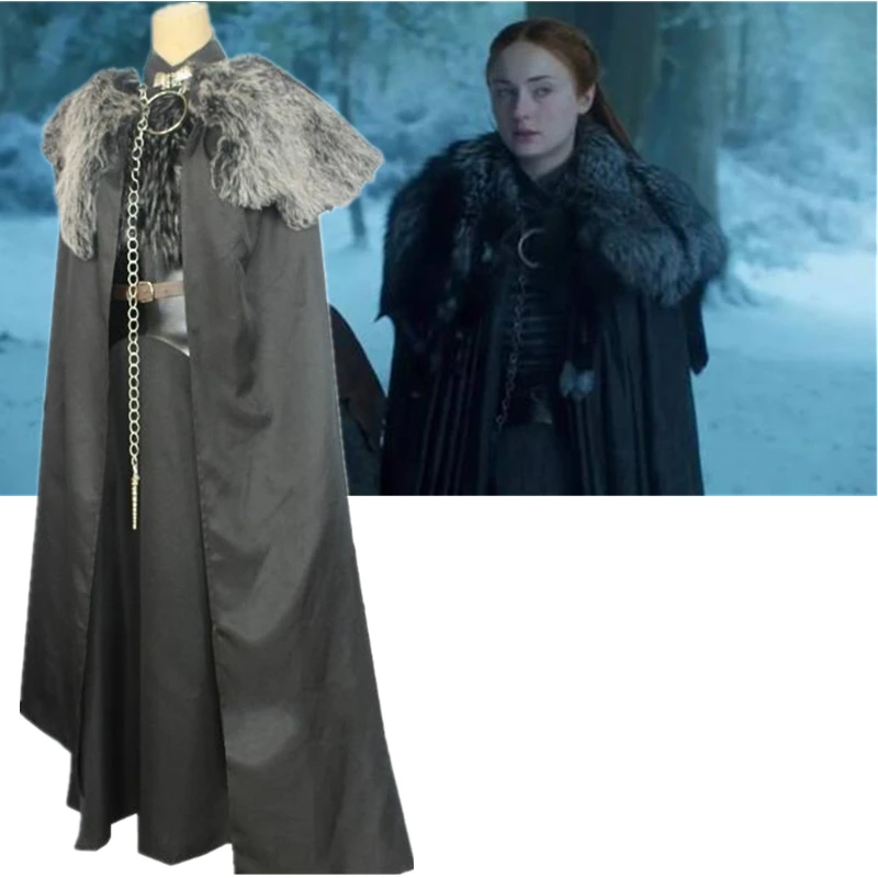 

TV Series Periphery Game of Thrones Season 8 Sansa Stark Cosplay Prop Costume Halloween Stage Performance Suit Gift