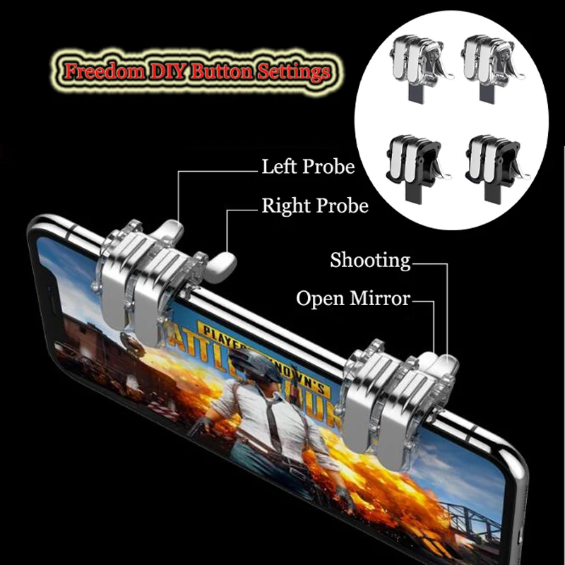 

1Pair for PUBG Mobile Game Clear/Black Fire Button Shooter Joystick Trigger L1+R1 Controller
