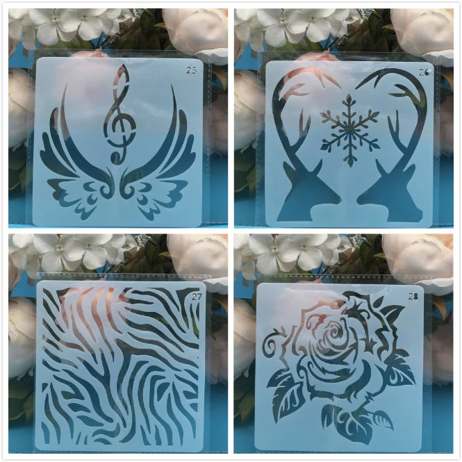

4Pcs/Set 13cm Flower Deer Wing DIY Layering Stencils Painting Scrapbook Coloring Embossing Album Decorative Card Template