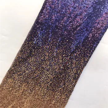 

Popular Design Sequins Nigerian Net lace fabric 5 yards Good Quality African lace fabric For Wedding Dress HX1097-1