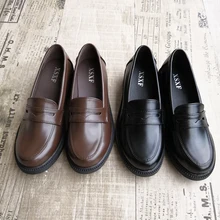 Biamoxer/форменная обувь Uwabaki; японская обувь JK с круглым носком для женщин и девочек; школьная обувь в стиле Лолиты; Цвет черный, коричневый; обувь для костюмированной вечеринки на резиновой подошве