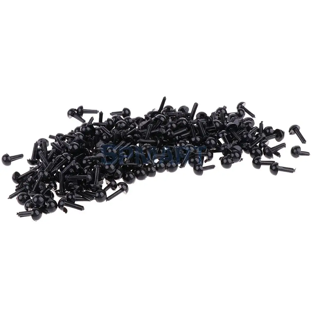 200pcs Plastic Safety Eyes Craft Eyes for Doll Puppet Bear Plush Animal Felting Toy Arts Making 5MM Black