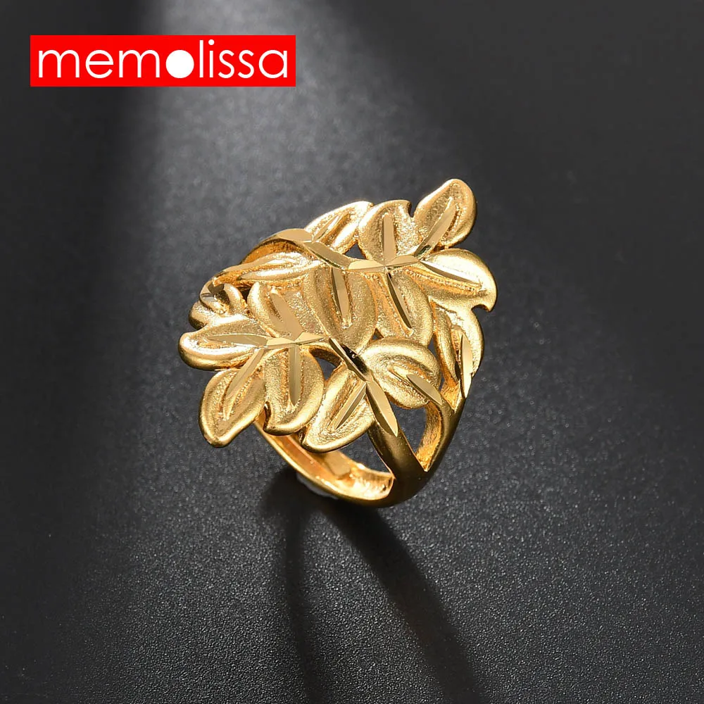 

MeMolissa Ethiopian Gold Flower Leaf Ring for Women Men Fashion Rings African/Arabian/Middle East Jewelry Party/Wedding Gift