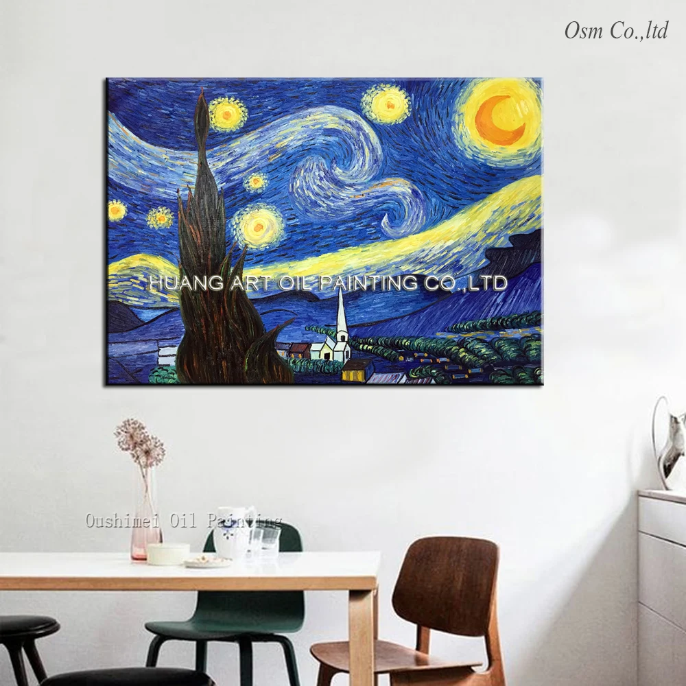 

Large Painting Impressionist Cheap Wall Art Handmade Van Gogh Reproductions Of Famous Paintings Starry Sky On Canvas