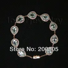 Груша 7x9 мм Твердый 14 к розовое золото натуральный бриллиант аметист браслет, аметист браслет на продажу