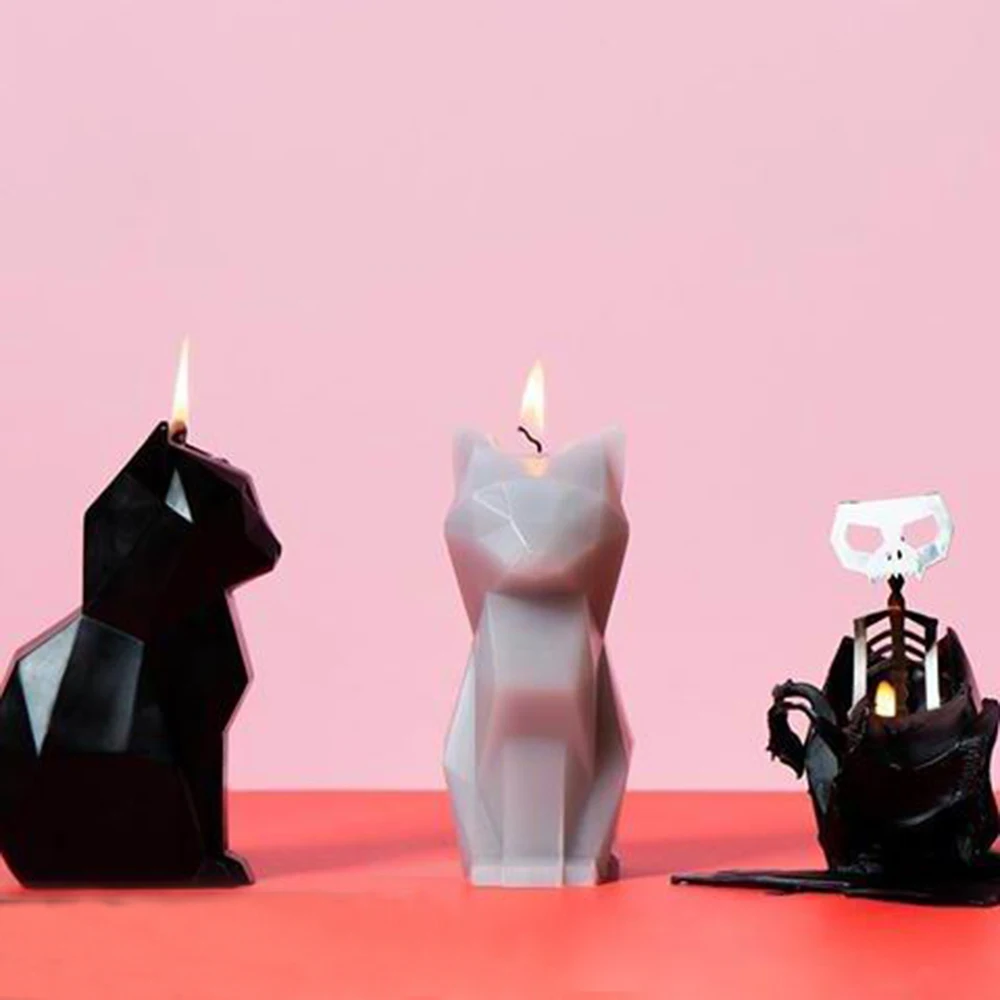 5 видов цветов Милая Свеча-кошка красочные свечи для домашнего декора со скелетом ручной работы Свеча череп свеча подарок на Рождество