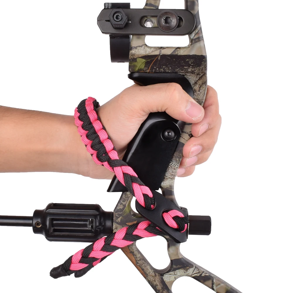 1Pc Black Pink Archery Bow Wrist Sling for Compound Bow Adjustable Weave Braided Cord Rope Hunting Free Shipping