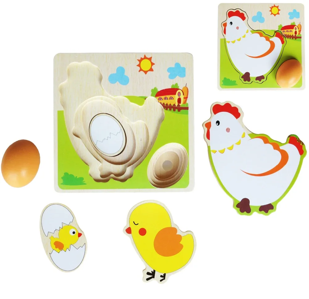 Деревянные игрушки мультяшное изображение курицы Многоуровневая образовательная головоломка для яиц детские игрушки подарки для детей головоломка 3d