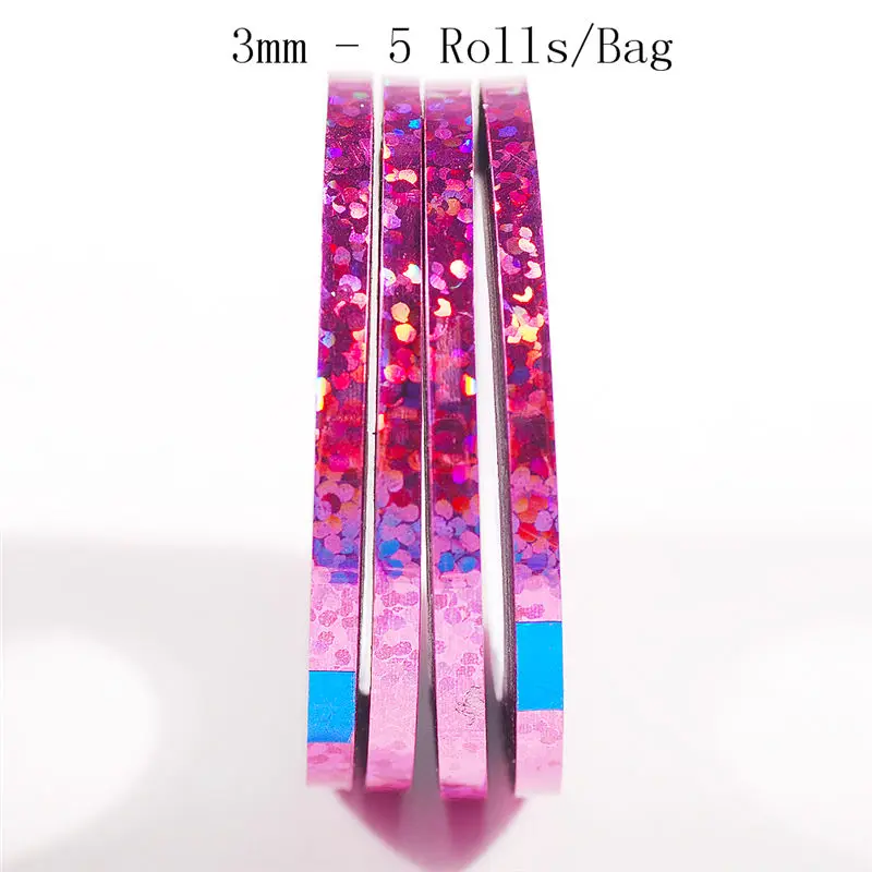 laser pink 5 рулонов/набор многоцветных AB рулонов для нейл-арта, полоскающая лента, линия, маникюрные советы, декоративные наклейки, набор инструментов - Цвет: laser pink
