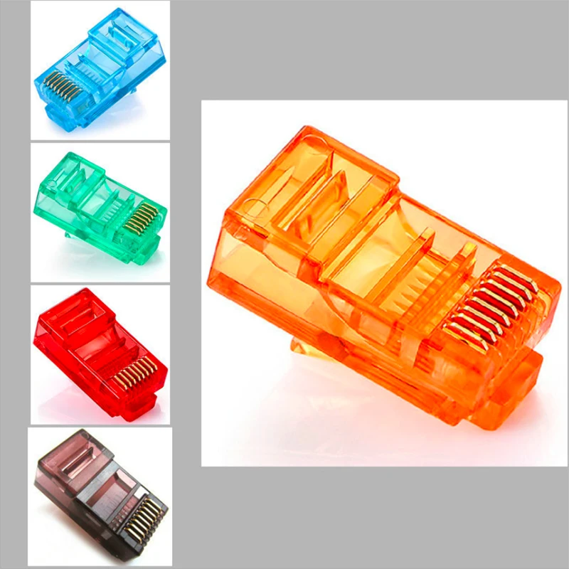RJ45 Cat5e UTP разъем сетевой кабель головная вилка цвет позолоченный 8P8C мужской