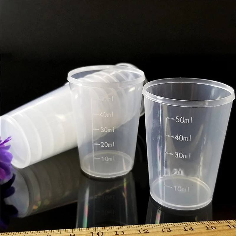 10 X для лекарств измерительное приспособление чашки 50 мл прозрачный одноразовый контейнер для жидкостей