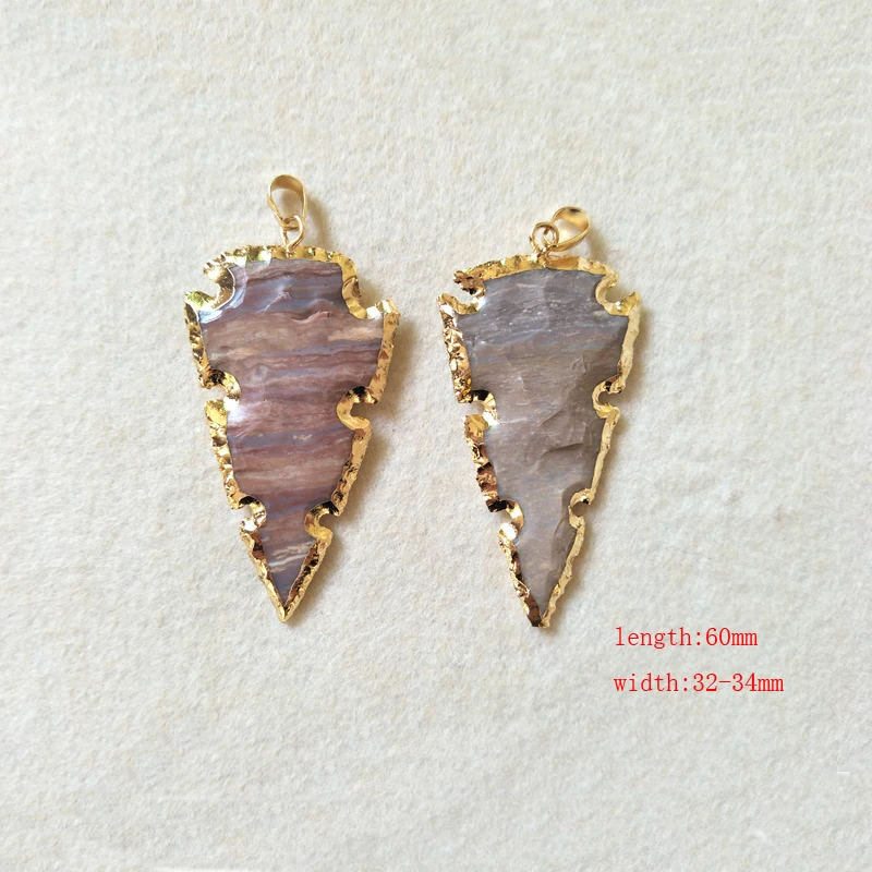 

5 pcs Natural indialite Carved Arrowhead Druzy Pendant,Gold color Rough Bead Gems Stone indialite Necklace Jewelry Making P224