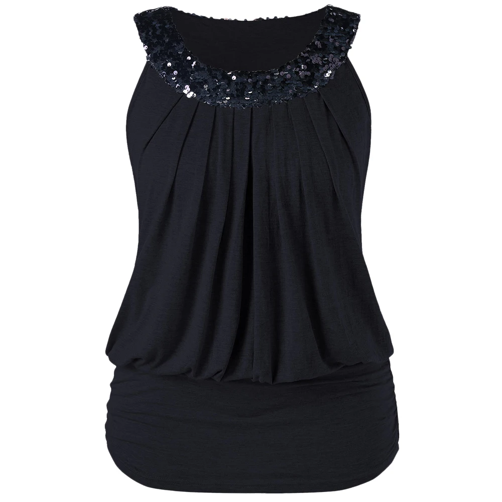 Lortalen Plus Size 5XL Sequin Sleeveless Party Tops Women Big Size ...