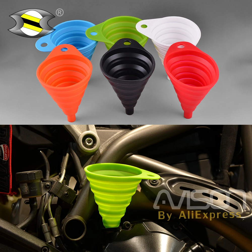 

UNIVERSAL Silicone Oil Fuel Funnel Motorcycle Oil Funnel Hopper Collapsible Foldable for Bmw Benelli Victory Triumph MV Agusta