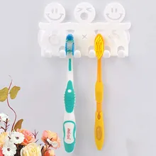 Cute Design Smile Suction Hooks 5 Position Tooth Brush Holder Bathroom Set Cartoon Sucker Toothbrush Holder for Home Decor D0237