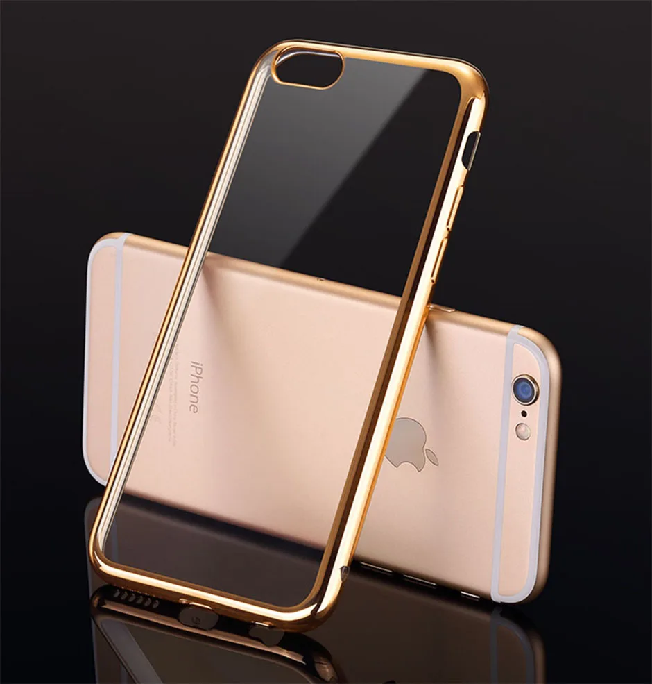 Case For iPhone 5 5S SE 6 6S plus 7 Plus Luxury Plating Gilded Transparent TPU Silicone Soft Phone Cases Cover For iPhone 6 Case (5)