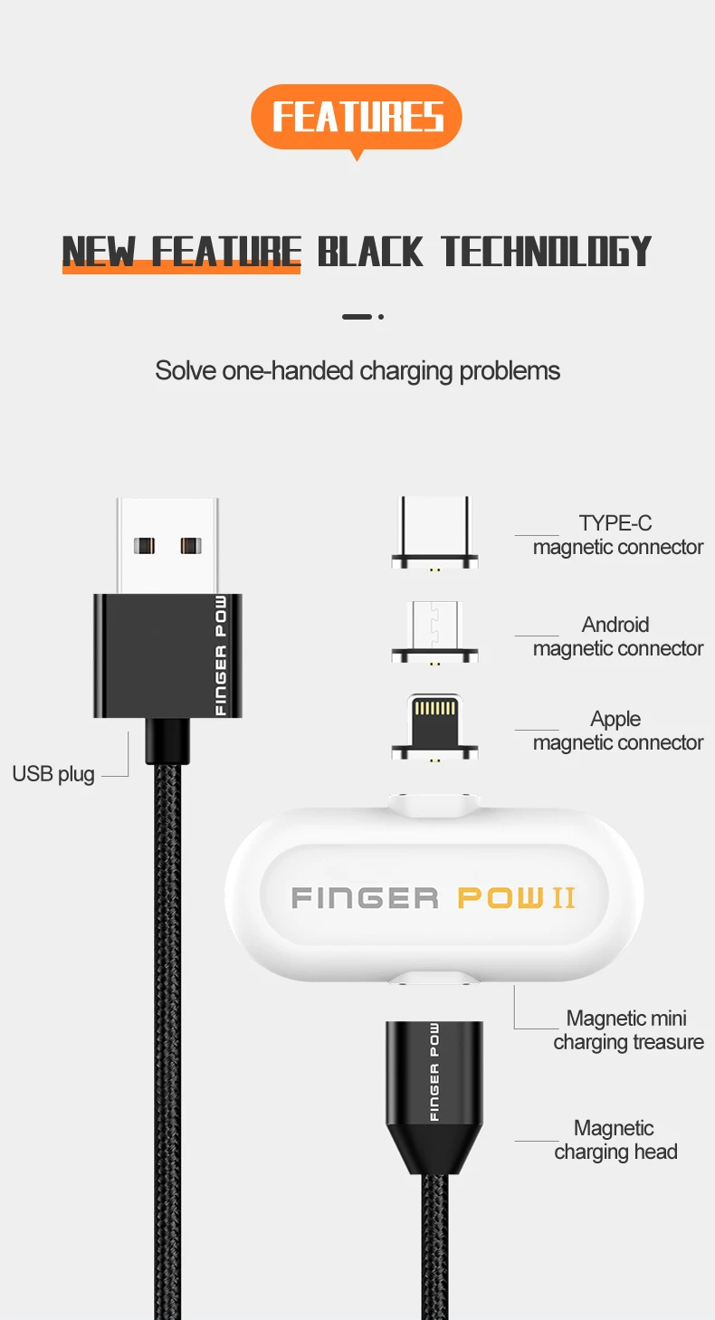 1100 мАч Внешний аккумулятор для iPhone/Micro USB/type-C Магнитный USB кабель для передачи данных Быстрая зарядка мини внешний аккумулятор