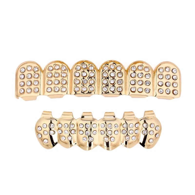 

LUFANG 2019 Fashion Trendy Geometri Dental Grills Black Gold Color Crystal Punk Grillz Dental Grills Man Women Body Jewelry