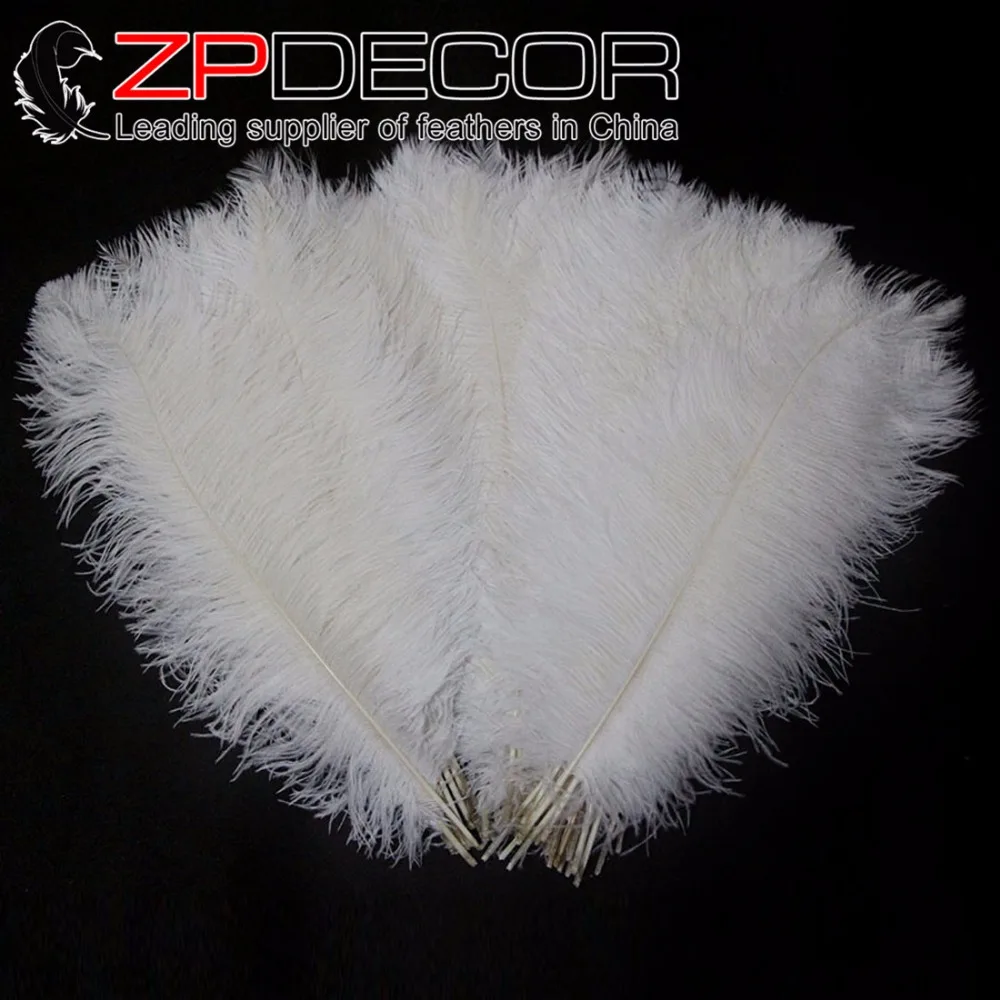 

ZPDECOR 50pcs/lot 50-55cm(20-22inch)Hand Fluffy and Smooth White Dyed Ostrich Feather Plumes for Carnival and Wedding Decor