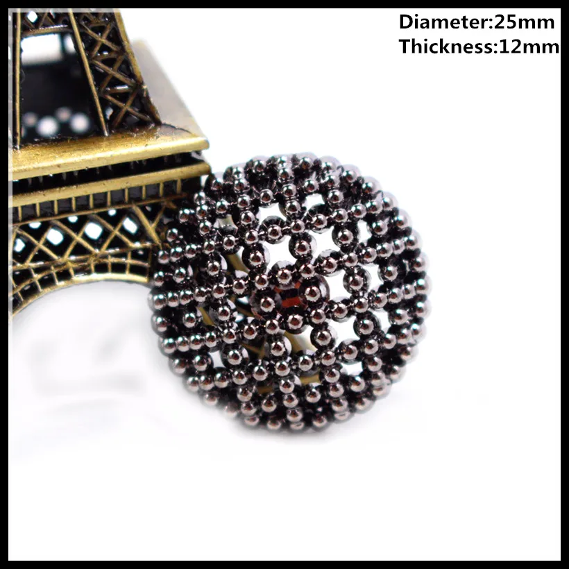 wholesale 25mm,20pcs new fashion black metal decorative buttons high