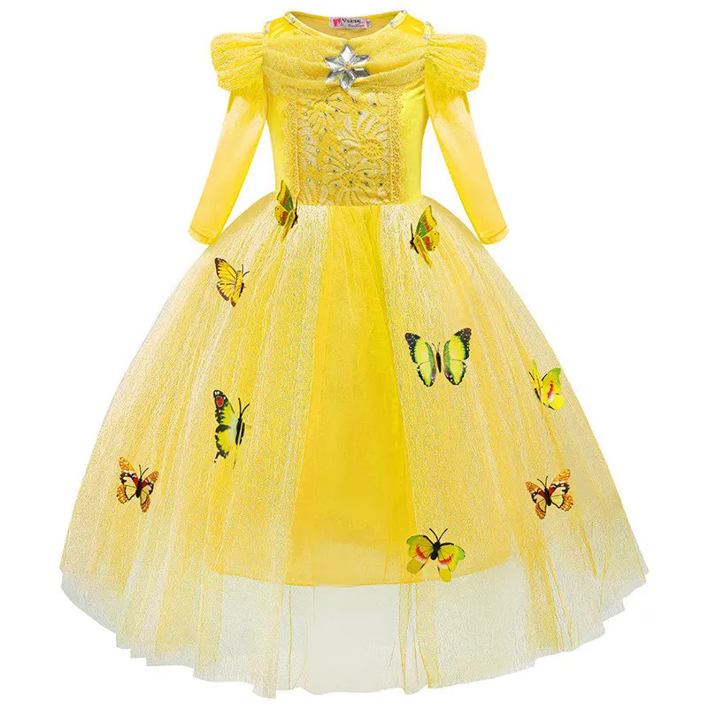 Disney Snow романтичное платье мультфильм сплошного цвета принцесса платье взрыв детское платье с блестками - Цвет: 3