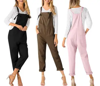 

Wontive Rompers 2019 Women Jumpsuits Casual Bib Dungarees Summer Long Straight Pants High Waist Sleeveless Overalls Playsuits