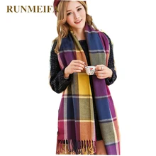 Зимний клетчатый шарф Женская мода Echarpe Desigual резинки хиджаб шарфы зимняя шаль шерсть теплый кашемировый шарф для женщин