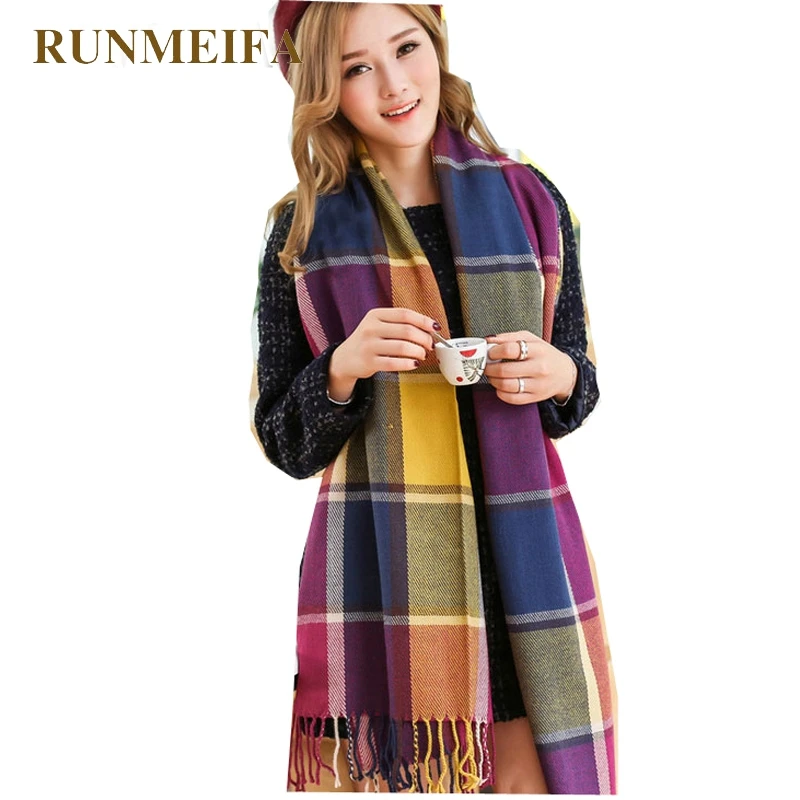 

2019 Winter Plaid Scarf Women Fashion Echarpe Desigual Scrunchy Hijab Scarves Winter Shawl Wool Warm Cashmere Scarf for Women