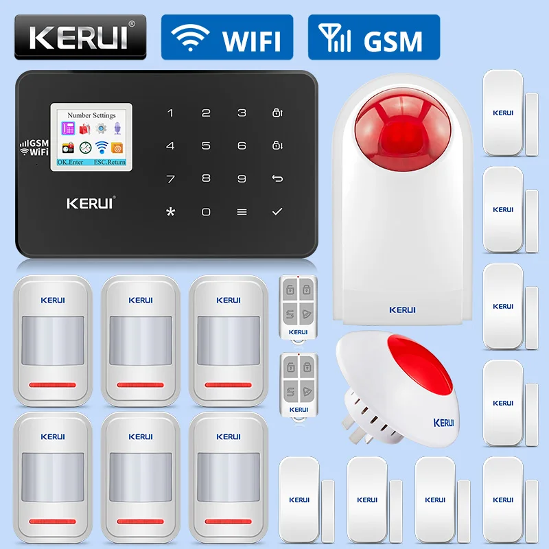 Kit 5 KERUI W18 GSM wifi охранная домашняя система охранной сигнализации приложение дистанционное управление движения пожарный детектор дыма датчик двери окна DIY Kit - Цвет: Kit 5