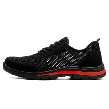 

plus size men leisure breathable steel toe cap working safety shoes summer worker shoe security boots indestructible footwear