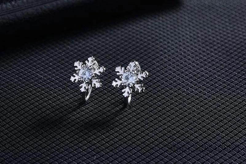 Модные Простые 925 серебряные серьги-кольца в виде снежинок и циркония для маленьких девочек, милые красивые вечерние ювелирные изделия