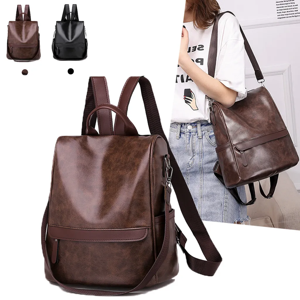 

Preppy Style Fashion Women Leather Backpacks Large Capacity Stripe Bags Package Shoulder Bags School Backpack For Teenage