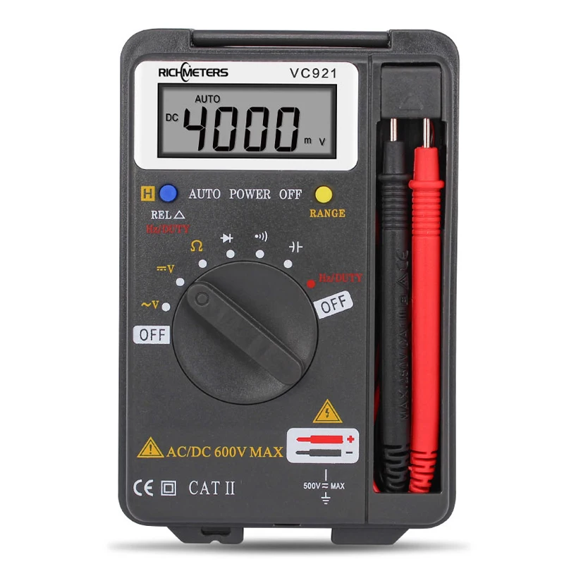 RICHMETERS VC921 мини цифровой мультиметр True RMS Авто диапазон частоты AC/DC напряжение 4000