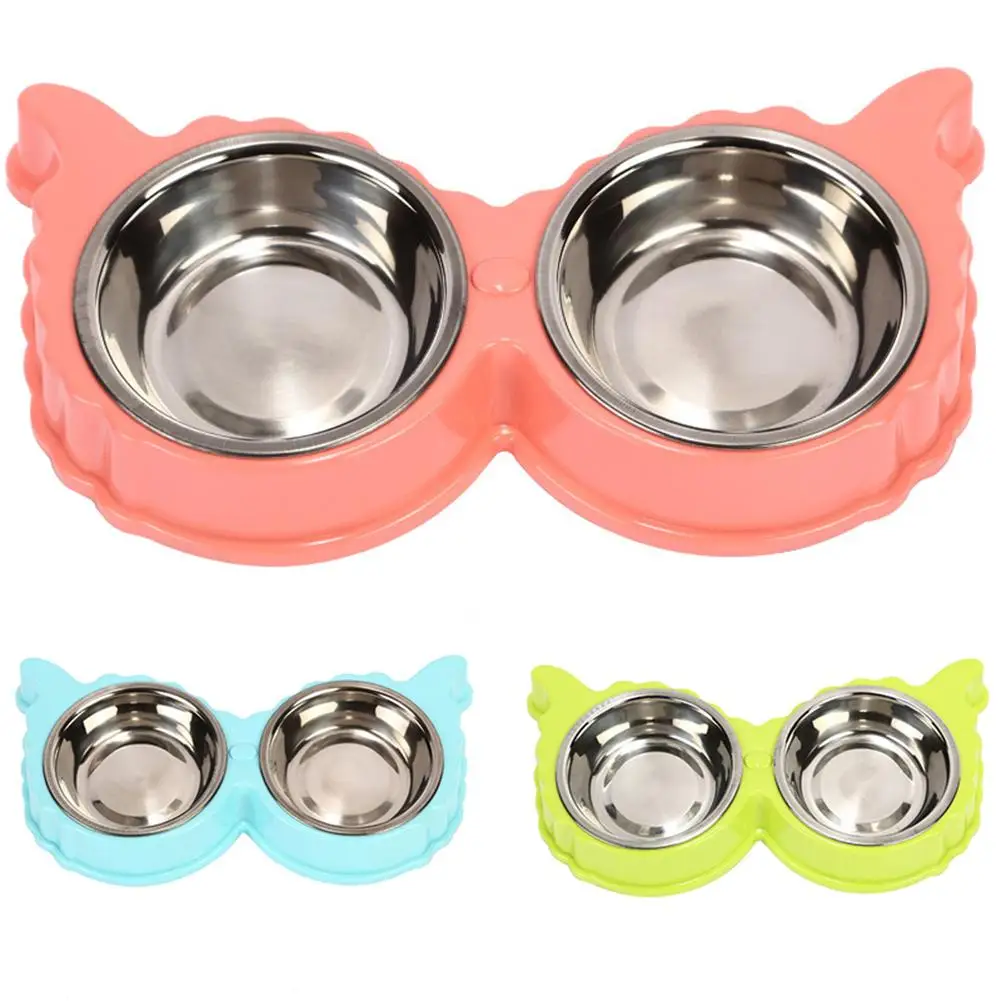 Stainless Steel Pet Dog Cat Puppy Feeding Feeder Double Bowl Water Food Holder | Дом и сад