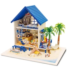 Милая комната большой размер мебель DIY Деревянный Кукольный дом Miniatura кукольные домики собрать Diy игрушка для детей подарок пляжный Тип