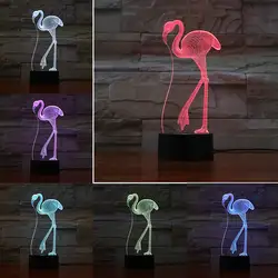 Креативный 3d ночник лампа Фламинго детский ночной Светильник ламинария изменение цвета 3D Lampara для детей подарки украшение дома