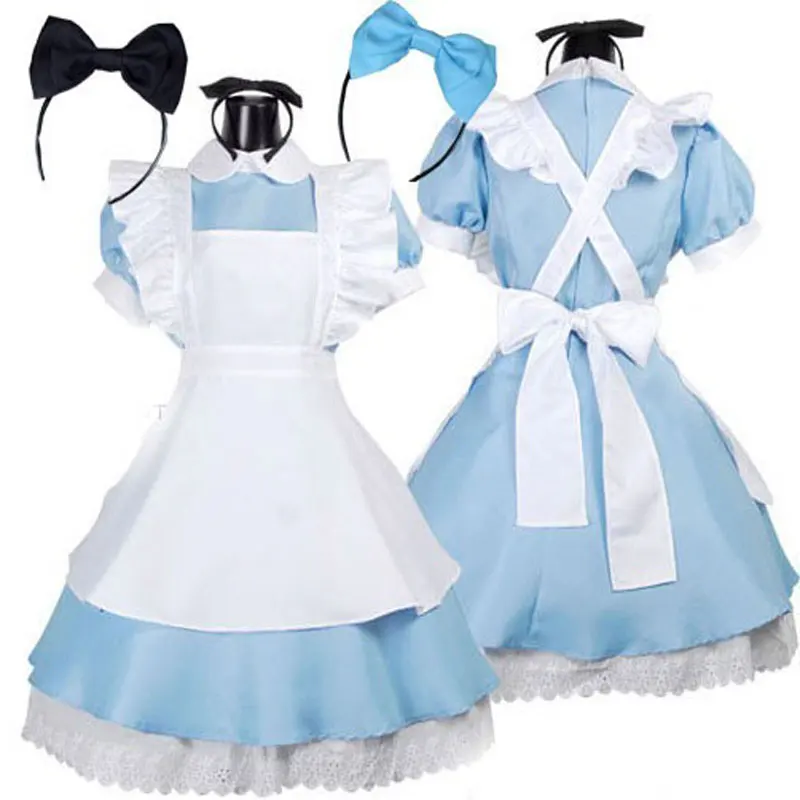 

Umorden Alice in Wonderland Costume Lolita Dress Maid Cosplay Fantasia Carnival Halloween Costume for Women dress+apron+headband