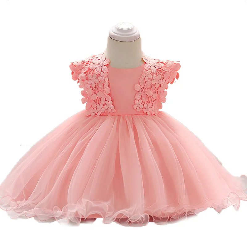 Детское платье, кружевное дышащее платье с цветочным узором на крючках для девочек, Элегантное свадебное платье принцессы с цветочным узором для девочек