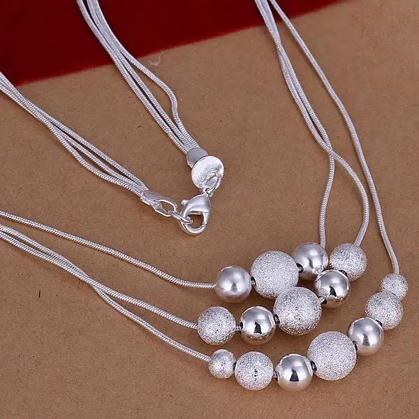 925 Серебряное ожерелье и серьги с тремя бусинами, более двух женских моделей, набор серебряных импортных костюмов S122