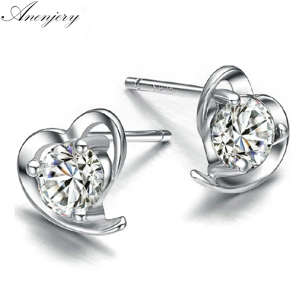 Buy Anenjery 925 Sterling Silver Earrings Heart Shaped