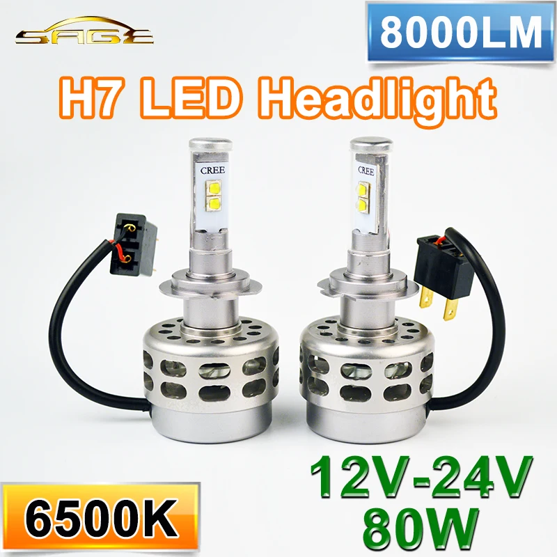 

Car LED Headlight H1 H4 H7 H10 H11 9005 9006 2*40W 80W 8000LM Kit All In One 12V-24V 6500K White Super High Quality Gift Box