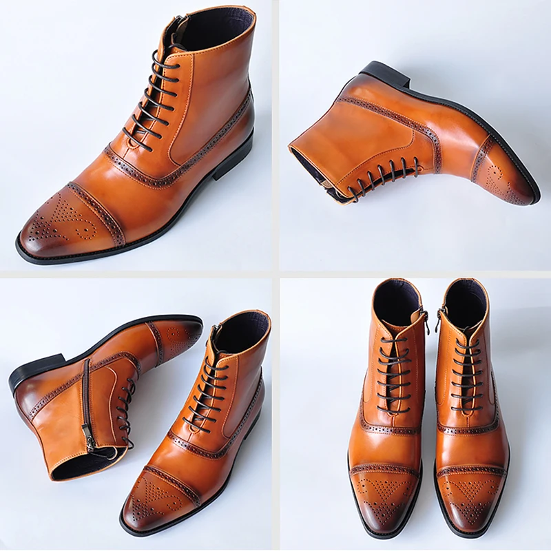 Мужские ботинки из искусственной кожи /осень, на шнуровке, сапоги мужские короткие повседневная обувь с модным большим Размеры Для мужчин обувь
