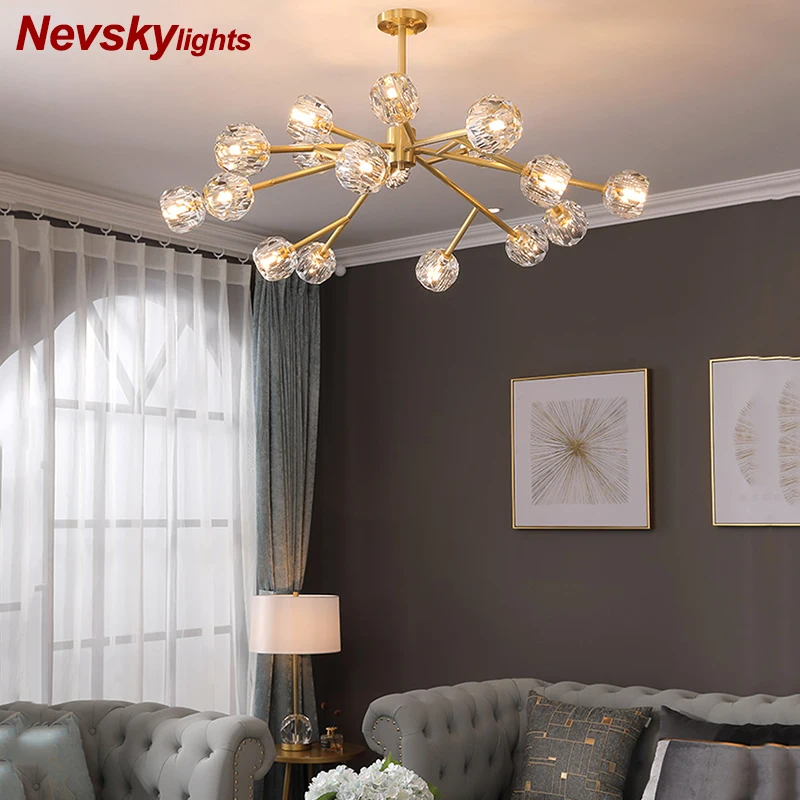 

Minimalist crystal Chandeliers Luxury led Lamp With Lampshade Pendant Chandelier Light Fixtures living room ceiling chandeliers