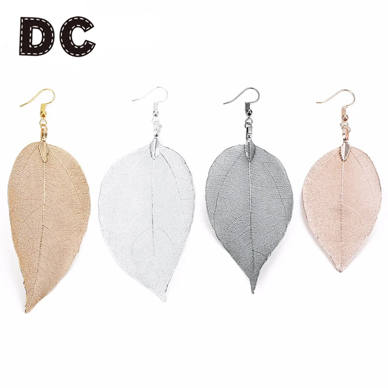 DC 2019 Irregular Unique Natural Real Leaf Drop Earrings For Women Bohemian Long Big Boho Jewelry Gift Fashion | Украшения и